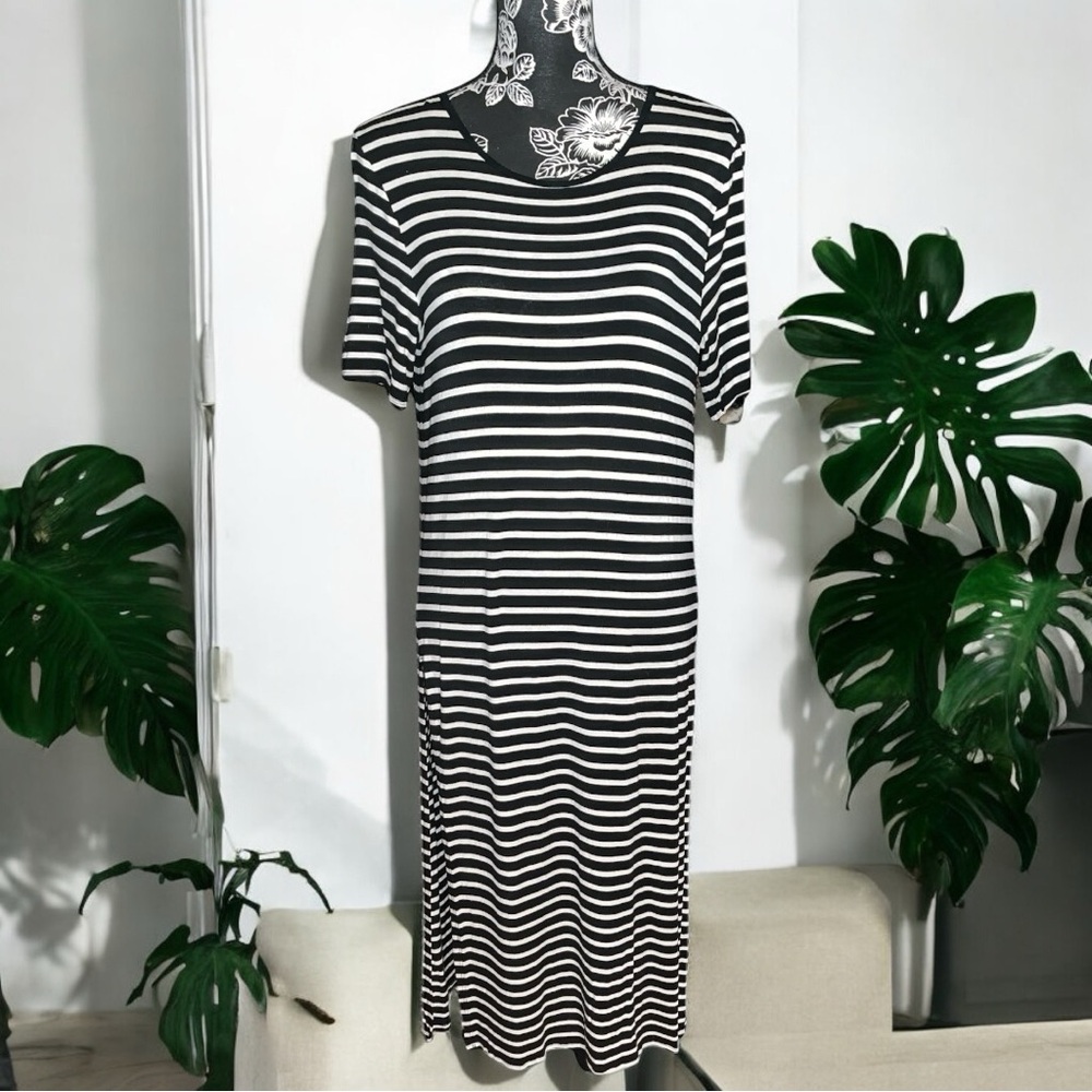 Lily White Striped Mock Neck Panel Top